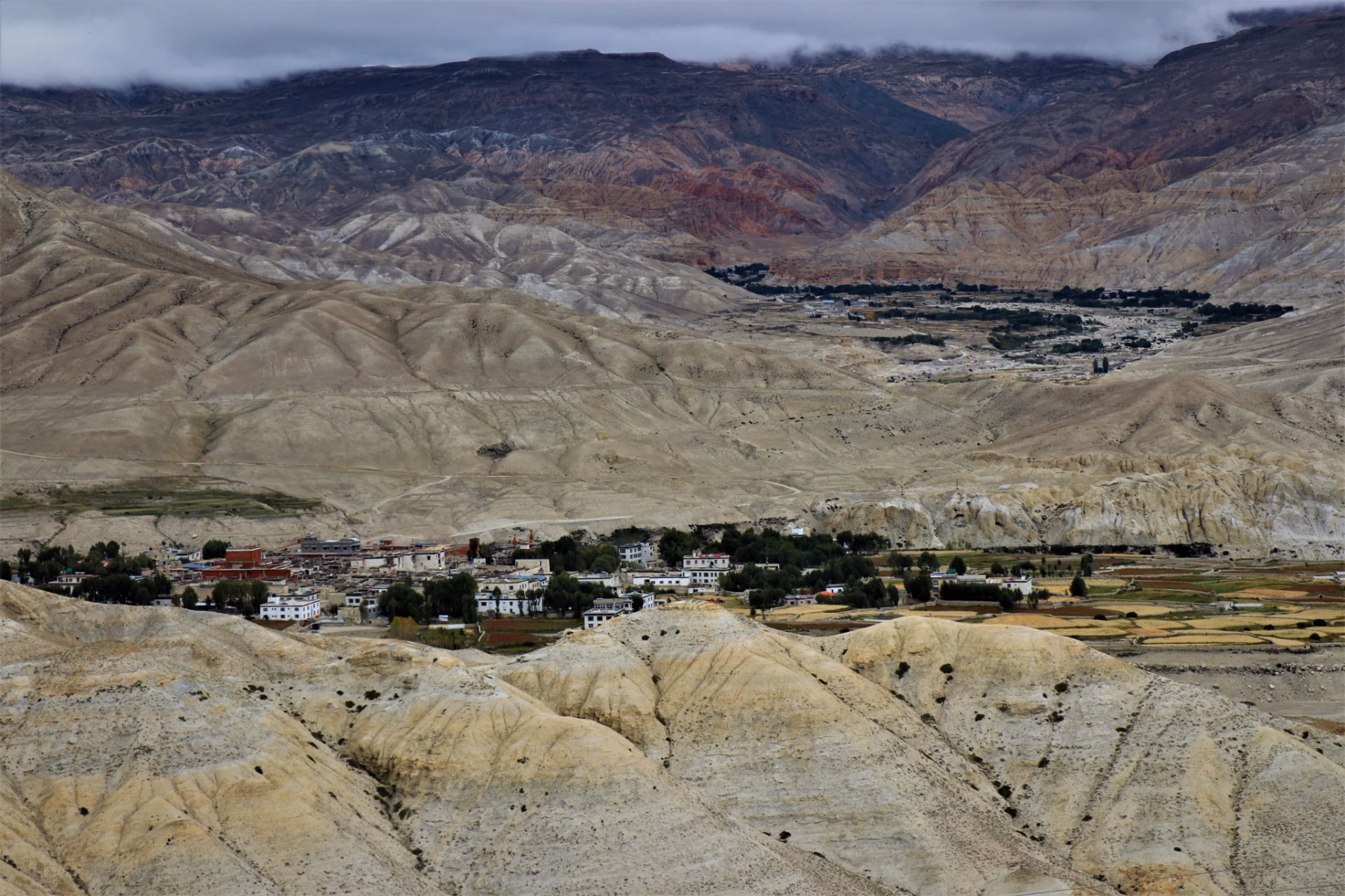 Upper Mustang landscape with traditional villages